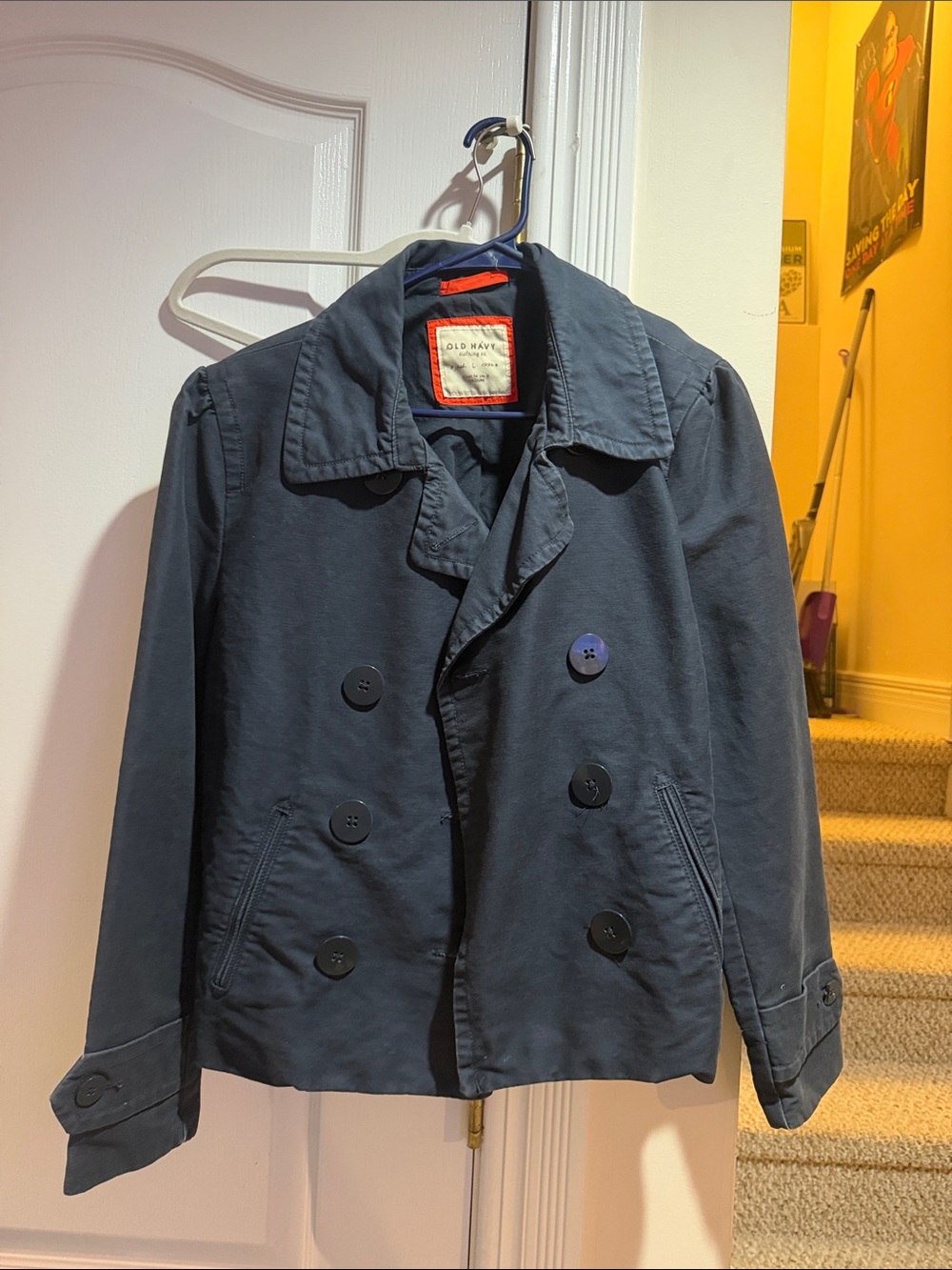 Old Navy Women’s Dark Navy Double-Breasted Pea Coat (L)